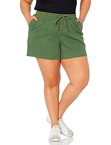 Amazon Essentials Pantalón Corto de Mezcla de Lino con cordón de Entrepierna de 5 Pulgadas Mujer Tamaño