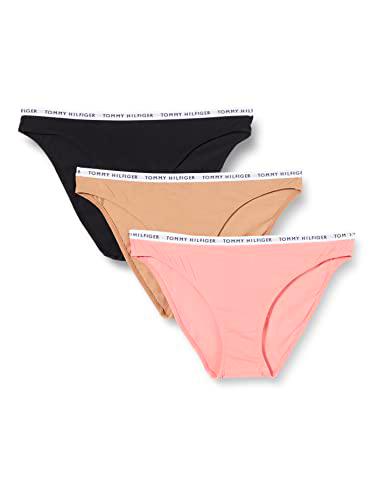 Tommy Hilfiger 3P Bikini Bragas de Biquini, Flora Pink/Oat Milk/Black