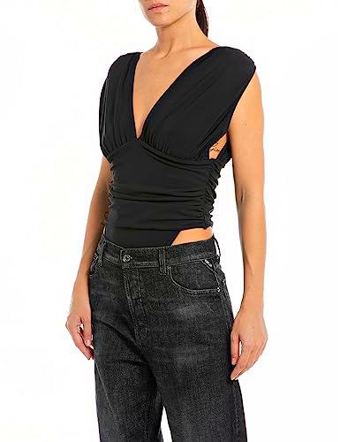 REPLAY W3076 Camisa Cami, 098 Negro, XL para Mujer
