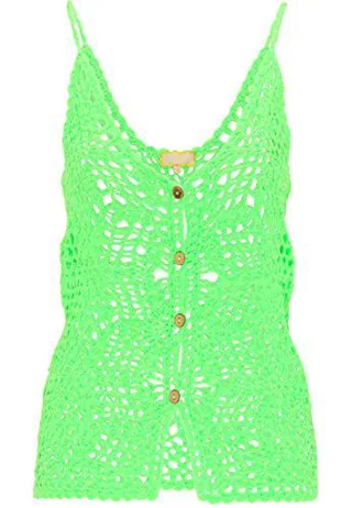 UCY Top de Ganchillo, Verde neón, XS/S para Mujer