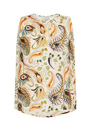 Felipa Blusa sin Mangas, Crema Multicolor, XL para Mujer