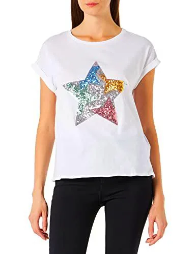 Springfield Top Lentejuelas para Mujer, Blanco, XL