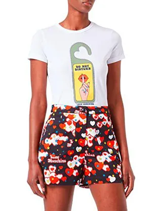 Love Moschino High Waist in Stretch Cotton Pantalones Cortos Informales