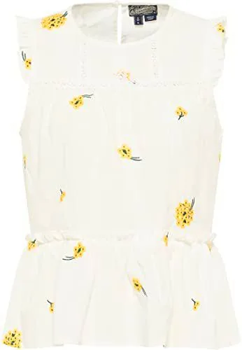 VIRITA Top, Blanca Lana Amarillo, M para Mujer