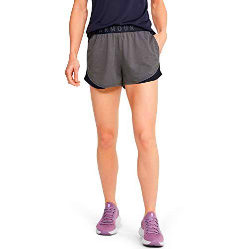 Under Armour Play Up Shorts 3.0, Corto Mujer, Carbon Heather/Black/Black, 2XL