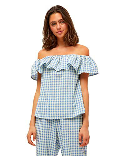 Minus Valika Top, Top para Mujer, Multicolor (9416 Lemon sorbet checked), 44
