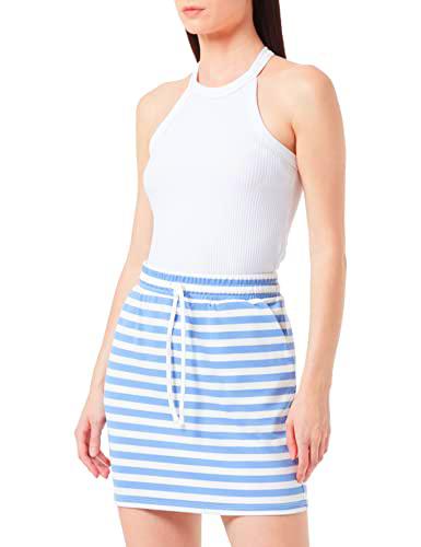 Vila Vitinny Su-Falda Corta (Talla L) Minifalda, Manor/Stripes: Blanco