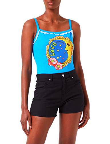 Love Moschino Fancy Cotton-Linen Blend with Matching Logo Back Tag Pantalones Cortos Informales