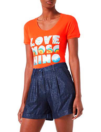 Love Moschino High Waist in Viscose Blend Lurex Chambray Pantalones Cortos Informales