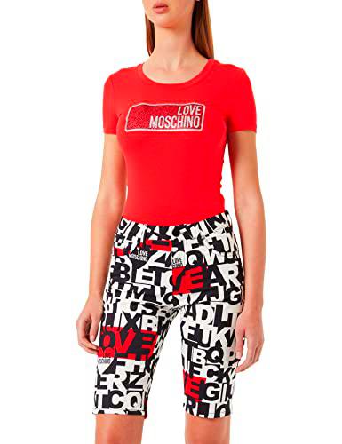 Love Moschino 5 Pockets Shorts Drill Printed Allover Lettering Pantalones Cortos Informales