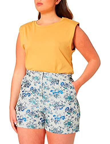 Pinko Puro Pantalones Cortos Informales, IG4_Mult.Grigio Perla/Bluette