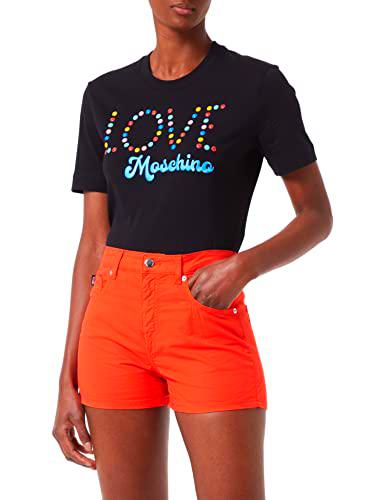 Love Moschino Fancy Cotton-Linen Blend with Matching Logo Back Tag Pantalones Cortos Informales