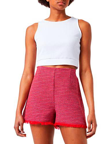 Pinko Schia Short Tweed Pantalones Cortos, Re3_Mult.Rojo/Azul
