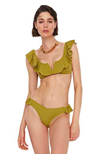 Trendyol Detalles de Volantes, Corte en V, Bikini, Seis Parte Inferior