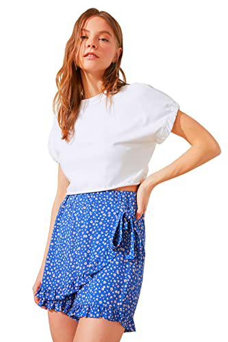 Trendyol Frill-Falda Pantalones Cortos Informales, Azul
