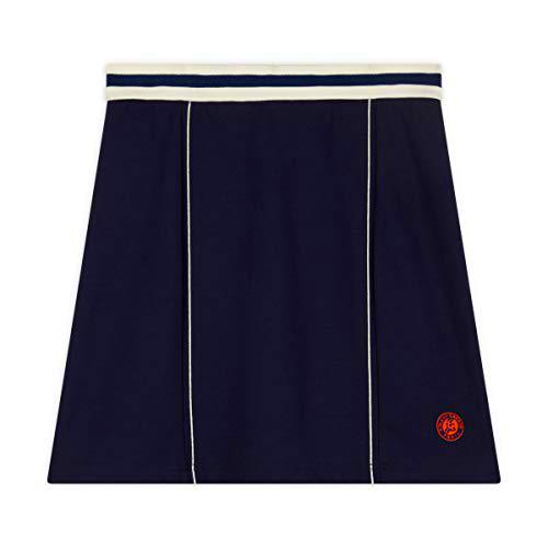 ROLAND GARROS Mujer Heritage Nolia Corta Azul Marino Trapecio con Logo Falda de Cintura elástica-Talla XS-RJUW0120-MAR-XS, XS Regular