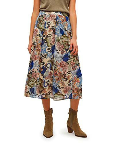 Minus Vinja Skirt Falda, Multicolor (Estampado de Flores de Campo Verde 9431)
