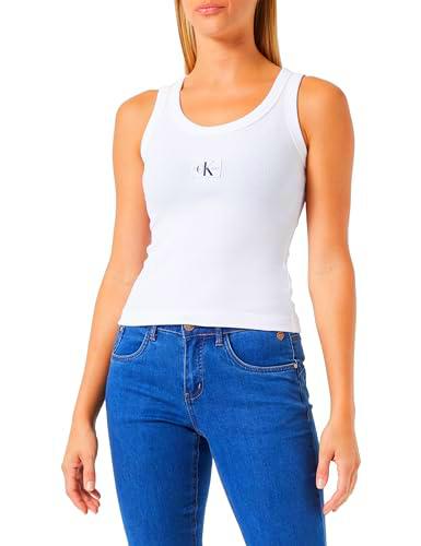 Calvin Klein Jeans Camiseta sin Mangas de canalé con Etiqueta Tejida Punto