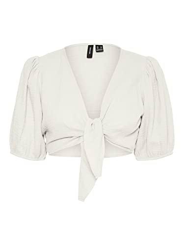 VERO MODA Vmnatali Nia 2/4 Knot Top Wvn, Blanco Nieve