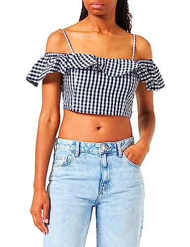 United Colors of Benetton Top 5ycndq04k Camiseta, Negro a Cuadros 914