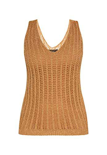 faina Top de Punto con Hilo de Efecto Camiseta, Crema Dorada