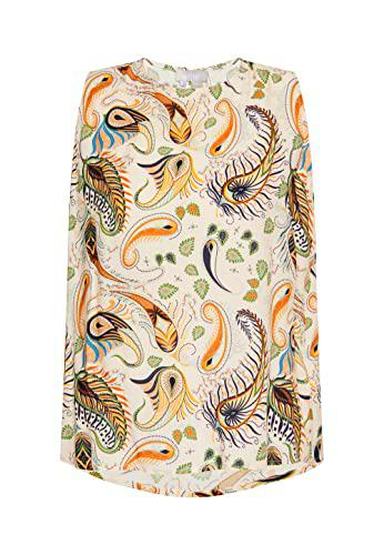 Felipa Blusa sin Mangas, Crema Multicolor, XL para Mujer