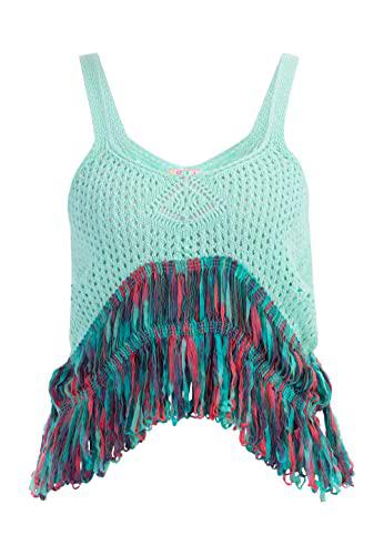 IZIA Top de Punto Camiseta, Turquesa Multicolor, L para Mujer