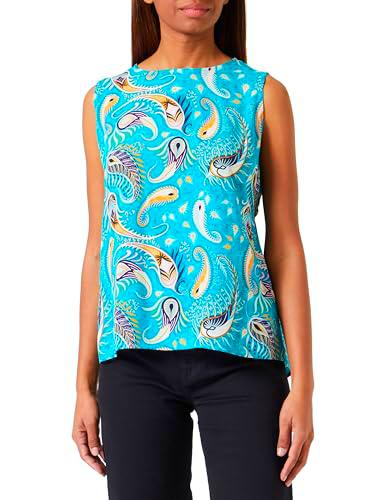 usha Blusa sin Mangas, Turquesa Multicolor, XL para Mujer