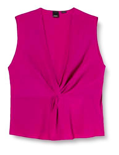 Pinko Desfasamiento Top Crepe De Chine Camisa, Vib_púrpura Buganville