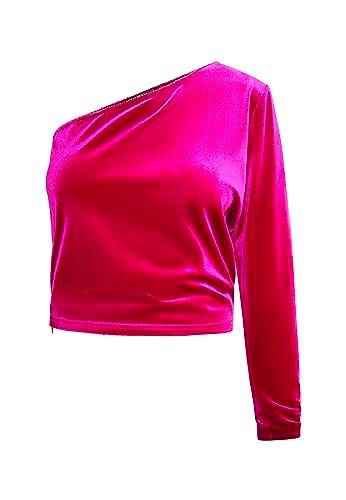 Gaya Top con un Solo Hombro, Rosa, S para Mujer